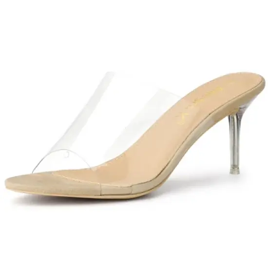 Allegra K Women's Clear Strap Stiletto Slide Heels Sandals image {12}