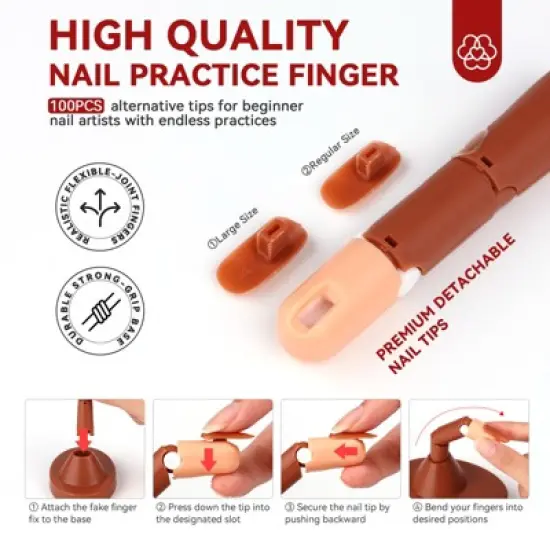 SAVILAND Pro Adjustable Nail Training Finger - Replaceable Tip Mannequin with 20+ Practice Tips & Essential Tools Kit. image {2}