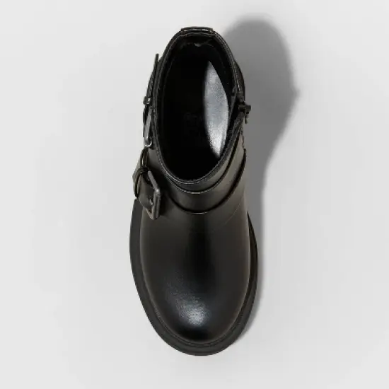 Girls' Cadi Zipper Moto Boots - art class&trade; Black image {2}