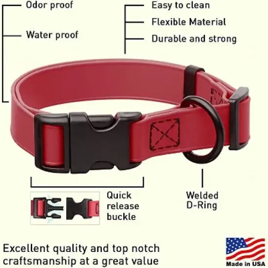 Dogline Biothane Waterproof Collar with QR Buckle Red image {1}
