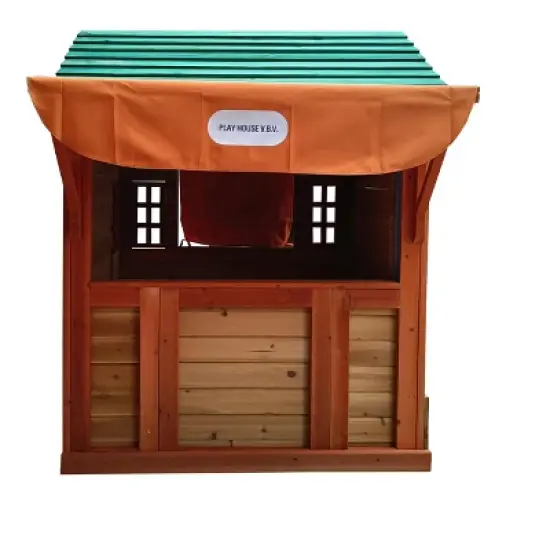 LOVSON Outdoor Wooden 4-in-1 Game House for kids garden playhouse with different games on every surface,Solid wood,61.4"Lx45.98"Wx64.17"H image {3}