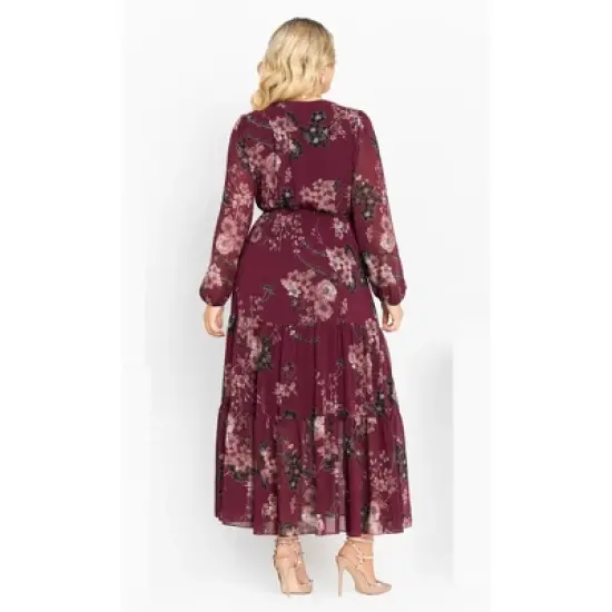 Women's Plus Size Bold Blossom Maxi Dress - ruby | CITY CHIC image {2}