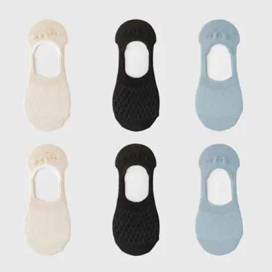 Alilang Women's Solid No Show Socks Non Slip Cotton 6Pk image {1}