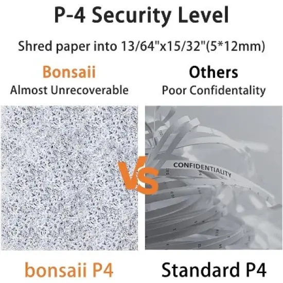 Bonsaii 12-Sheet Micro Cut Shredder, P-4 Security, 60 Min Run Time, Shreds CD, Credit Cards, Mail, Staples, Jam-Proof, 4.2 Gal Bin, White/Gray image {5}
