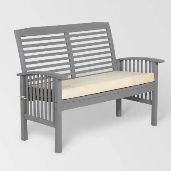 Ravenscroft Modern Boho Acacia Wood Slatted Outdoor Loveseat with Cushion - Saracina Home image {16}