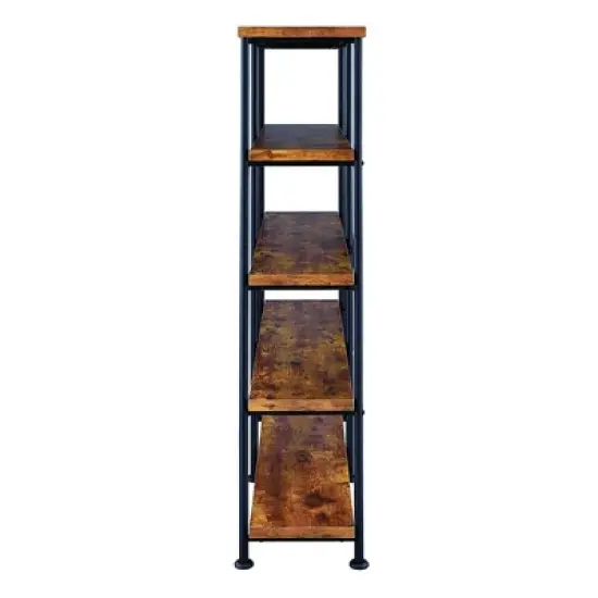 63" Industrial 4 Tier Bookshelf with Particleboard and Metal Frame - Benzara image {2}