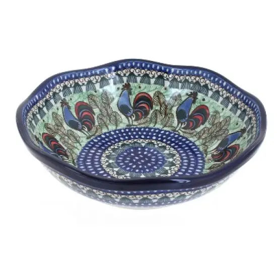 Blue Rose Polish Pottery 273 Ceramika Artystyczna Large Scallop Bowl image {13}