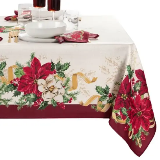 Elrene Poinsettia Garlands Engineered Tablecloth - Elrene Home Fashions image {1}