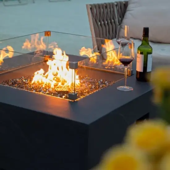 Elementi 23.6" Tempered Glass Wind Guard for Fire Pit Clear Glass Wind Screen image {5}