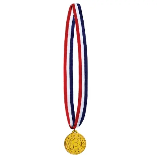 Beistle Soccer Medal w/Ribbon, 30" w/2" Medal, (6/Pkg) Multicolored image {2}