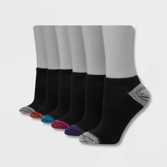 Hanes Performance Women's Extended Size Lightweight Textured Arch 6pk No Show Athletic Socks 8-12 image {3}