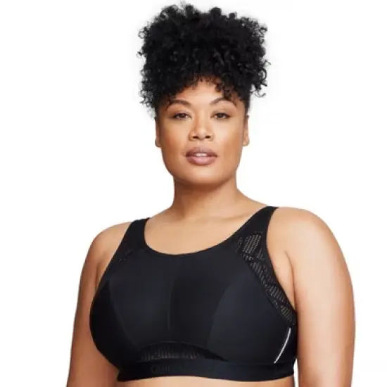 Glamorise Womens No-Sweat Mesh Sports Wirefree Bra 1068 Black image {5}