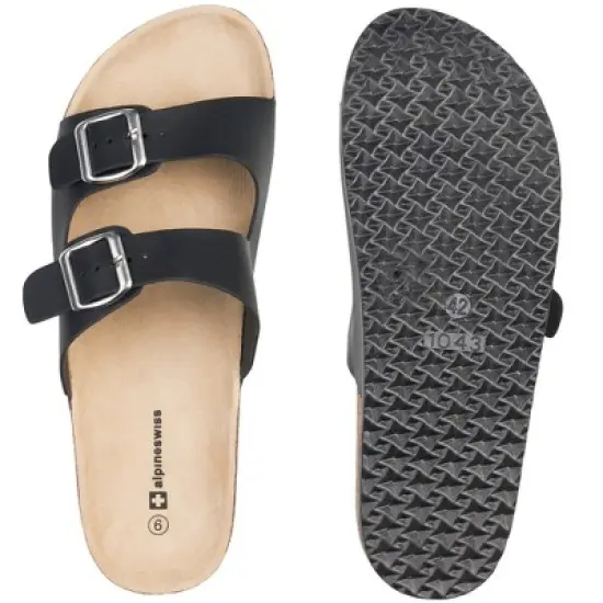 Alpine Swiss Mens Double Strap Casual Slides Flat Sandals image {2}