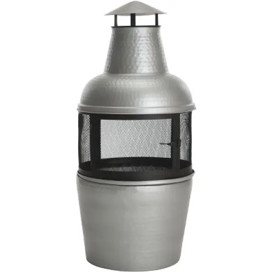 Cartagena Outdoor Chiminea/Fire Pit - PIT1001 - Silver/Black - Safavieh image {5}