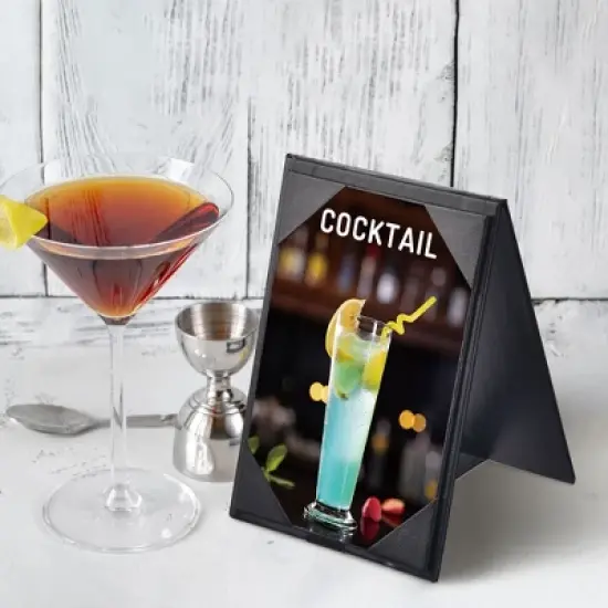 Yescom WeChef 30 Pack 4"x6" Double-Sided Menu A-Frame Holder Table Tent Restaurant Cafe Black image {1}