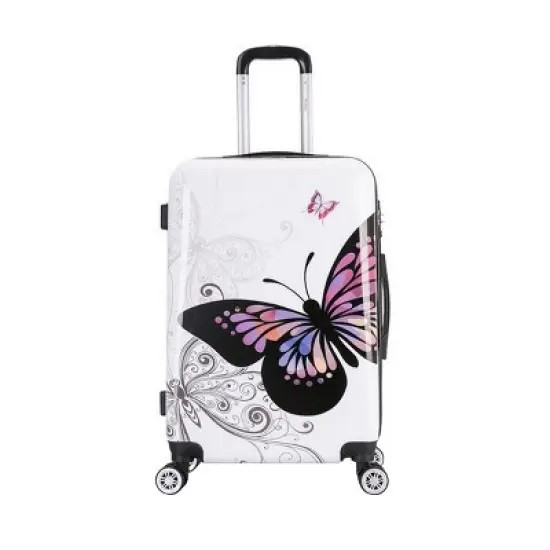 InUSA Lightweight Hardside Medium Checked Spinner Suitcase - Butterfly image {1}