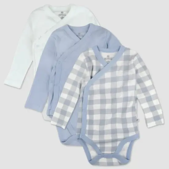 Honest Baby 3pk Side Snap Bodysuit - Blue image {3}
