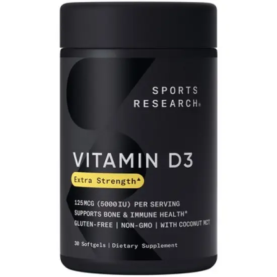 Sports Research Vitamin D3, 125 mcg (5,000 IU), 30 Softgels image {5}