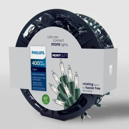 Philips 400ct Heavy Duty Incandescent Smooth Mini String Lights Spool Clear image {1}