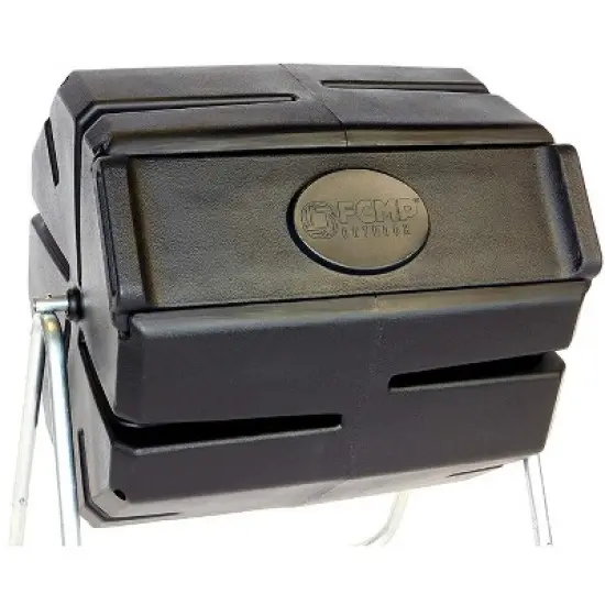 FCMP Outdoor 37 Gallon 1 Piece Single Chamber Roto Tumbling Composter Outdoor Elevated Rotating Garden Compost Bin, Black image {1}