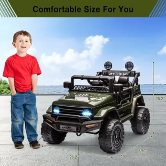 Acekool 12V Kids Ride-On Truck with Remote, Bluetooth, LED Lights & Spring Suspension image {6}