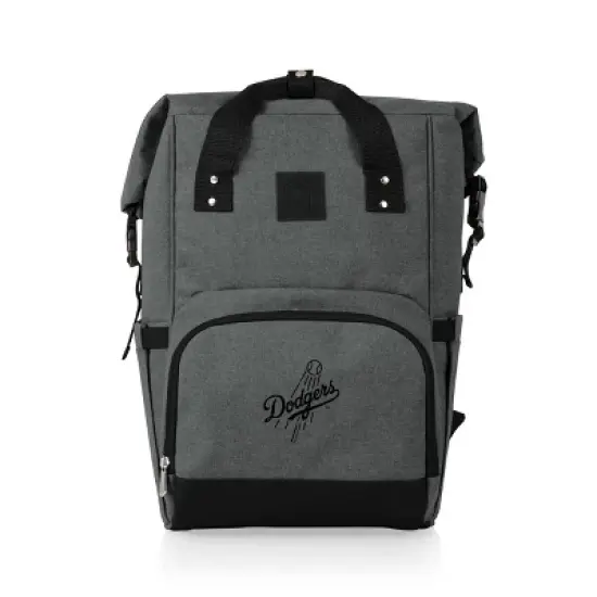 MLB Los Angeles Dodgers On The Go Roll-Top Cooler Backpack - Heathered Gray image {8}