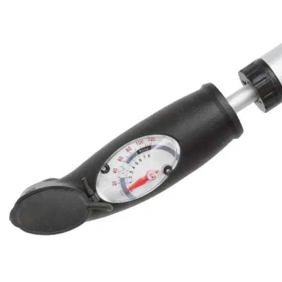Alloy Double Head Mini Pump with Gauge, Black/Silver image {1}