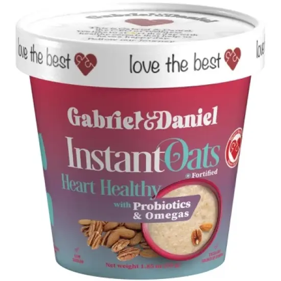 Gabriel and Daniel Instant Oatmeal, Heart Healthy with Almonds, Pecans and Probiotics, High Protein, High Fiber, Vegan, Non-dairy (Pack of 6) image {4}
