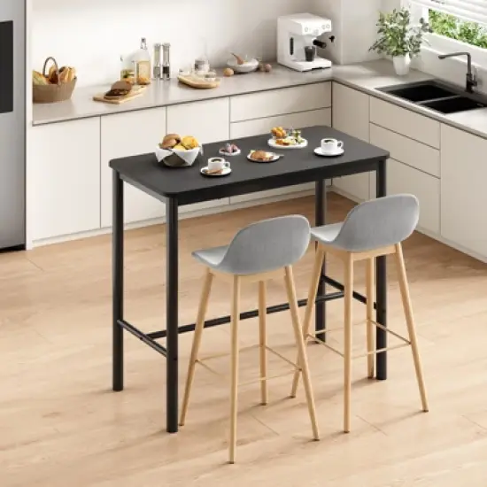 GlasFlength Bar Table，Industrial Modern Bar Table with Sturdy Metal Frame, Easy Assembly, Black, 47.2"*23.6"*41.3" image {2}