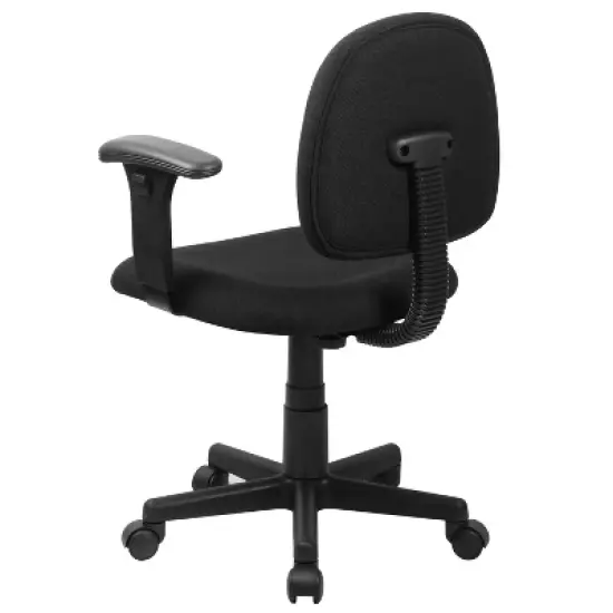 Flash Furniture Wayne Mid-Back Black Fabric Swivel Task Office Chair with Adjustable Arms image {6}