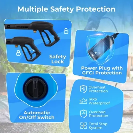 Ironmax Electric Pressure Washer with Wheels 5 Quick Connect Nozzles Soap Bottle spray gun image {6}