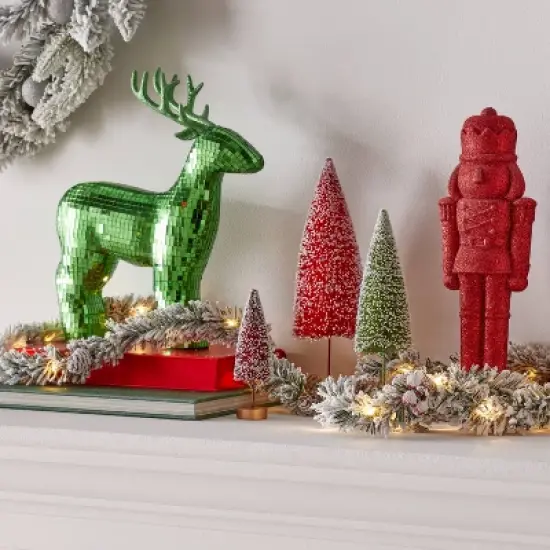 30ct LED Dewdrop with Flocked Greenery Christmas Indoor Novelty String Lights Warm White with Silver Wire - Wondershop&trade; image {1}