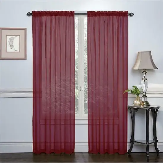 GoodGram 2 Piece Rod Pocket Elegant Sheer Voile Curtain Panels image {6}