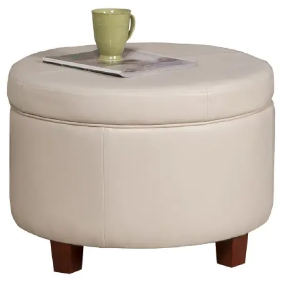 Large Round Storage Ottoman - HomePop image {15}