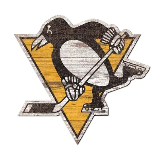 NHL Pittsburgh Penguins Distressed Logo Cutout Sign image {1}