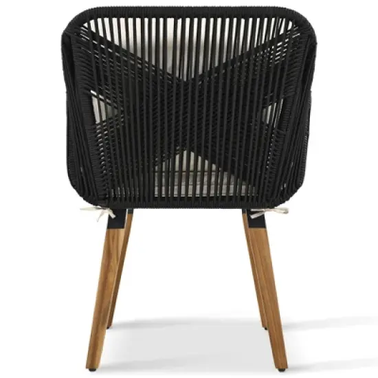 FIONECA 5-Piece Patio Conversation Set with Wicker Cool Bar Table, Chairs & Ottomans, Outdoor Furniture Bistro Set, Black & Beige image {11}