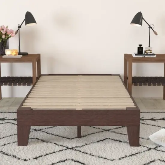 Merrick Lane Eduardo Platform Bed Frame, Solid Wood Platform Bed Frame With Slatted Support, No Box Spring Needed image {3}