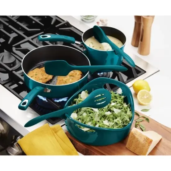 Rachael Ray 3pc Silicone Lazy Tools Set Marine Blue: Kitchen Utensil Set with Spoon, Slotted Spoon & Spoonula image {5}
