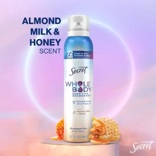 Secret Whole Body Deodorant Spray - Almond Honey - 3.5oz image {7}