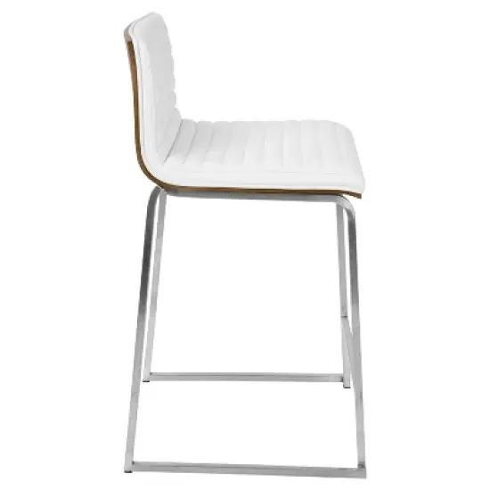 Set of 2 26" Mara Contemporary Counter Height Barstool White - Lumisource image {3}