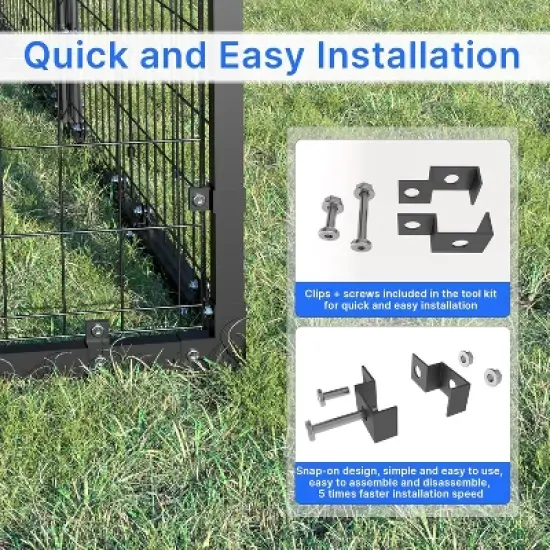 ALAULM Large Dog Kennel Outdoor Heavy Duty Dog Crate, Metal Frame Dog Fence with Secure Double-Lock Design, Weatherproof UV-Resistant Roof image {6}