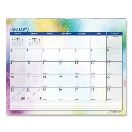 Recycled Cosmos Wall Calendar, Night Sky Artwork, 14.88 x 12, White/Multicolor Sheets, 12-Month (Jan to Dec): 2026 image {1}