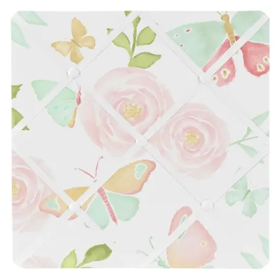 Sweet Jojo Designs Girl Fabric Photo Memo Board Butterfly Floral Pink Green and White image {3}
