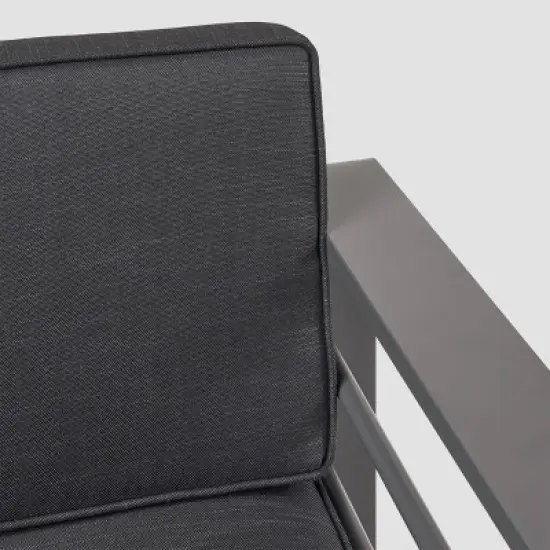 Cape Coral 4pc Aluminum Sofa Chat Set - Gray/Dark Gray - Christopher Knight Home: Outdoor Seating with Coffee Table image {3}
