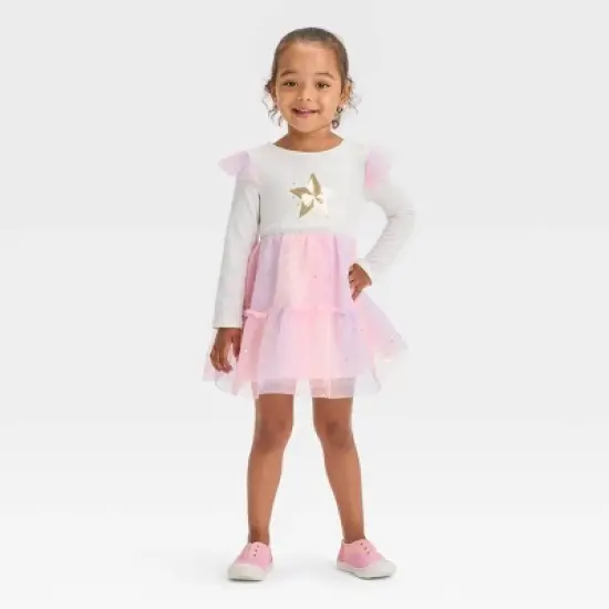 Toddler Girls' Star Long Sleeve Dress - Cat & Jack&trade; Cream image {2}
