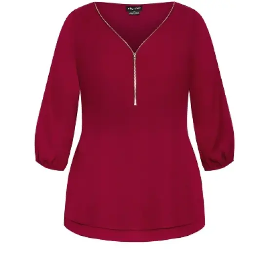 Women's Plus Size Sexy Fling Elbow Sleeve Top - ruby| CITY CHIC image {2}