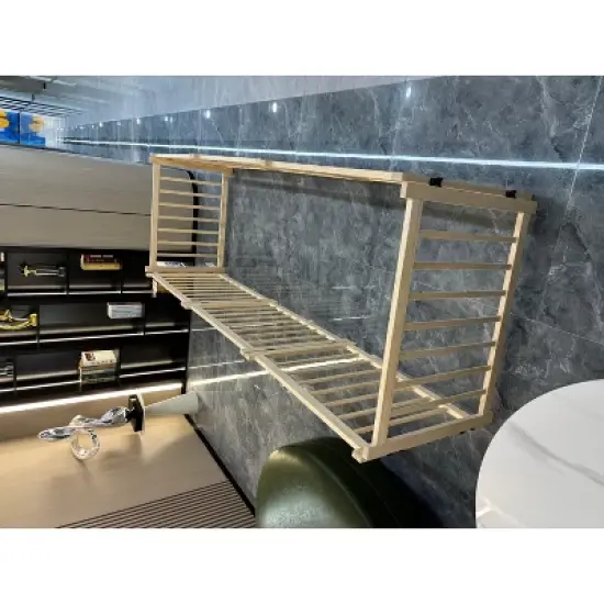 Racxily 31"H Folding Wooden Freestanding Dog Gate, Dog Gates for Doorways, Stairs, Wood Dog Fences Indoor Pet Gate, Step Over Fence-8 Panel image {9}