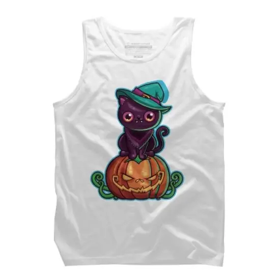 Men's Design By Humans Ferociously Cute Halloween Vampire Witch Kitty Cat By LittleBunnySunshine Tank Top image {7}
