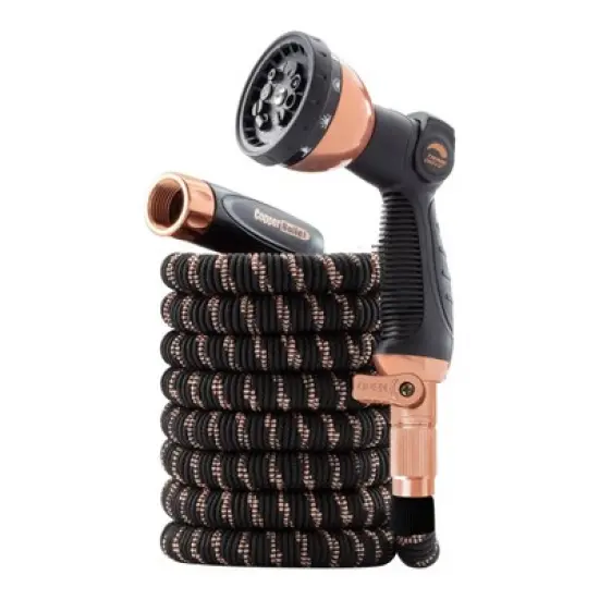 As Seen on TV 50' Pocket Hose Copper Bullet Thumb Spray Nozzle Black Expandable Hose image {4}
