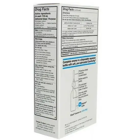 Fleet Laxative Saline Enema Lubricated Gentle Glide Tip, 2 Bottles, 4.5 oz each image {1}